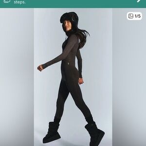 96-FREE PEOPLE  Good Karma Corset Long Sleeve Onesie - Washed Black